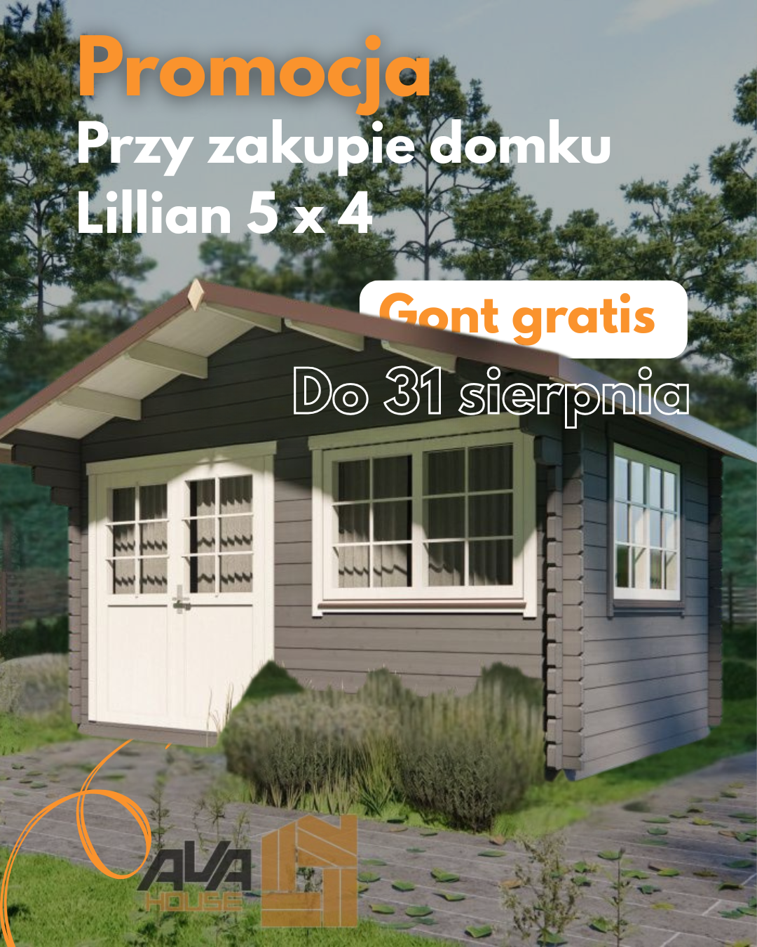 Pokrycie dachu gratis - domek Lillian 5x4