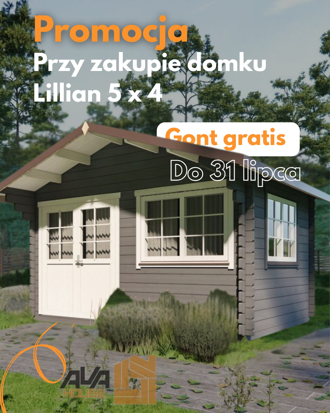 Pokrycie dachu gratis - domek Lillian 5x4