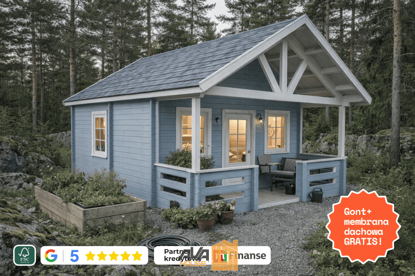 Domek Letniskowy z antresolą Aurora 6,6x4,7