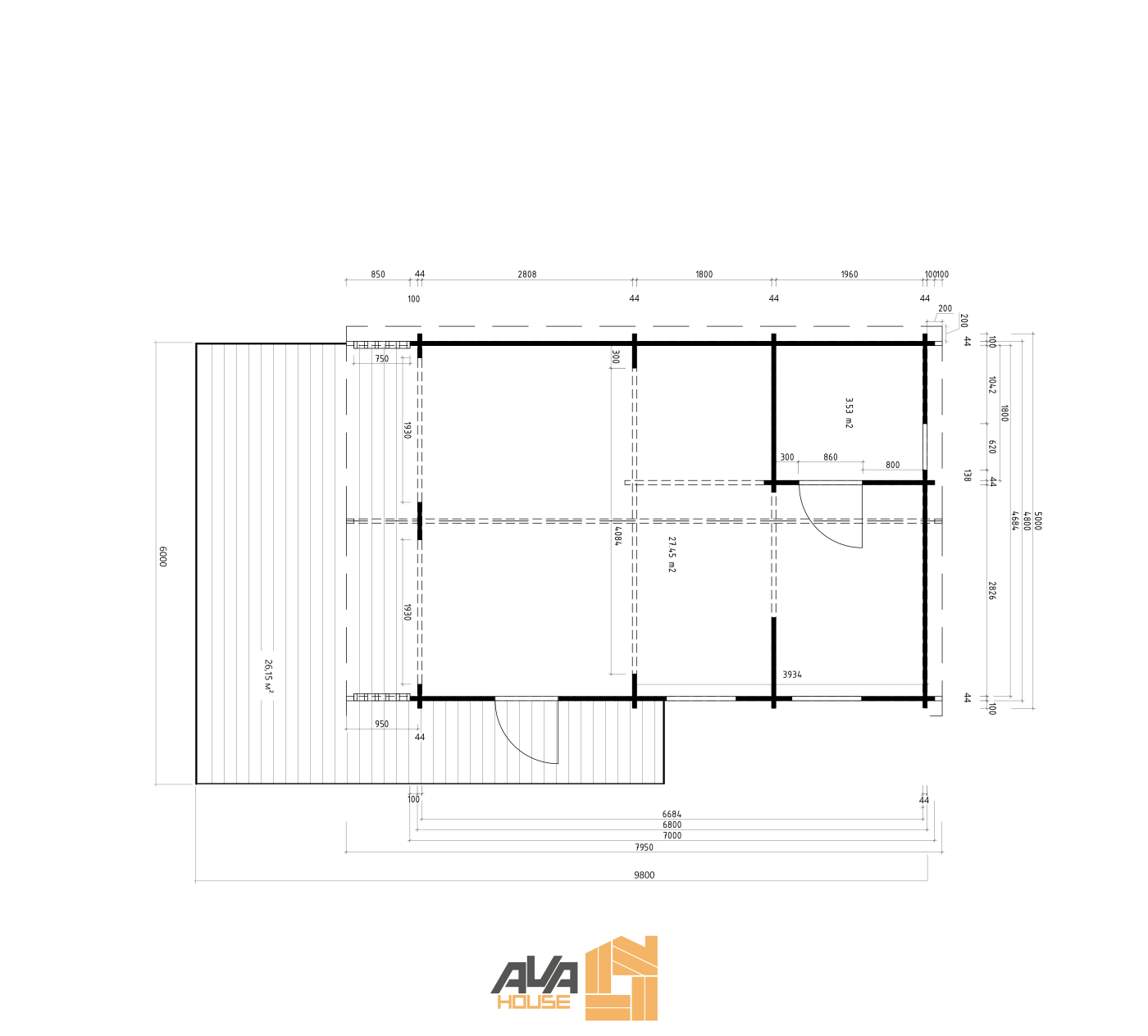 Domek Everest 5 x 7m 44mm