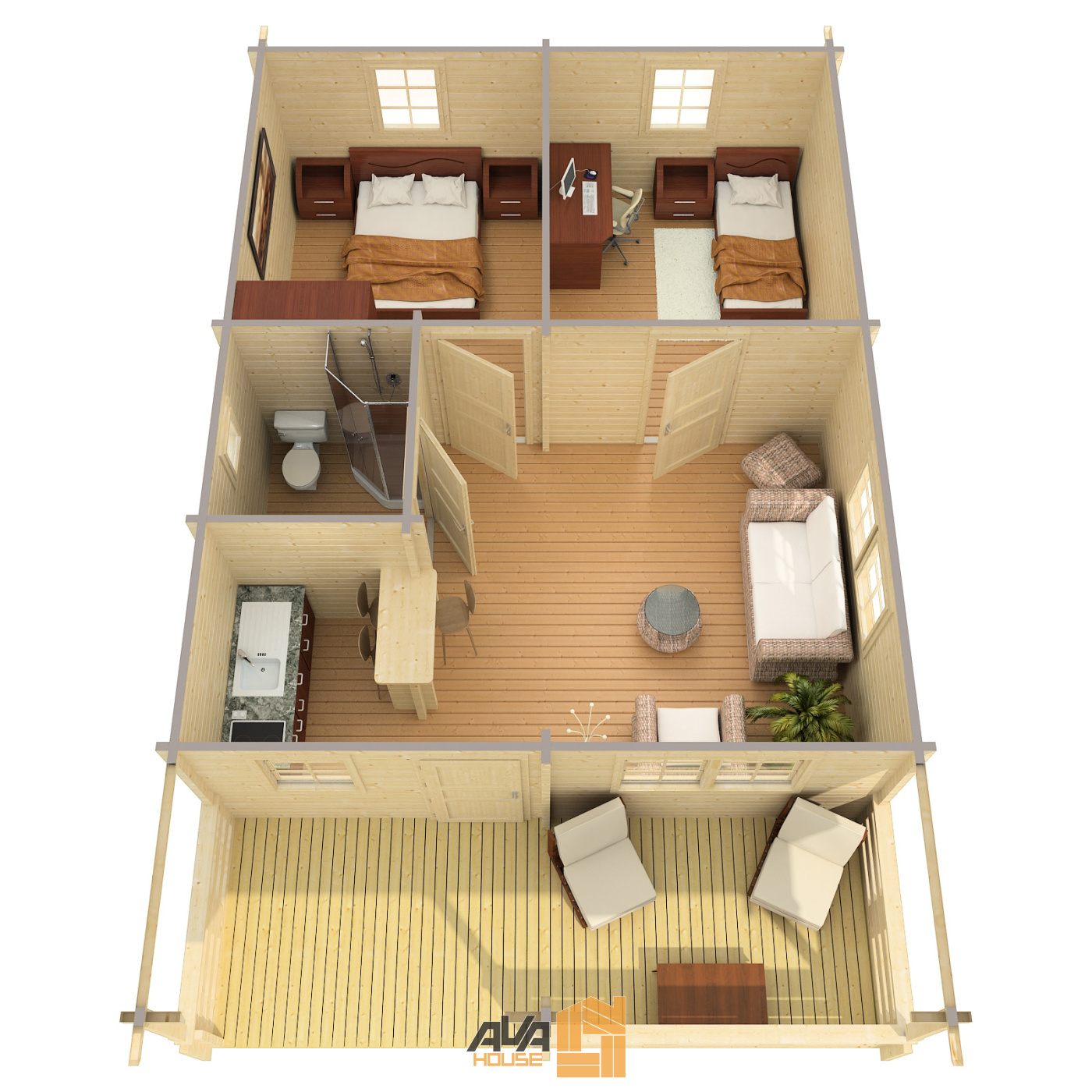 Domek letniskowy Kanada 6 x 7,5 z antresolą