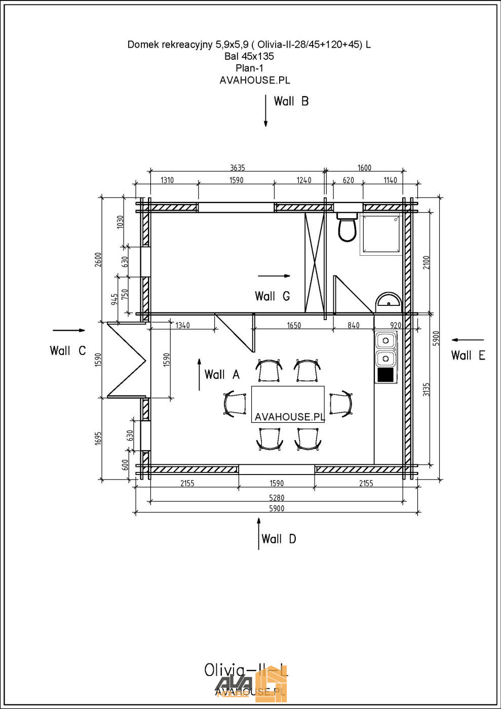 Domek całoroczny Olivia L 6 x 6
