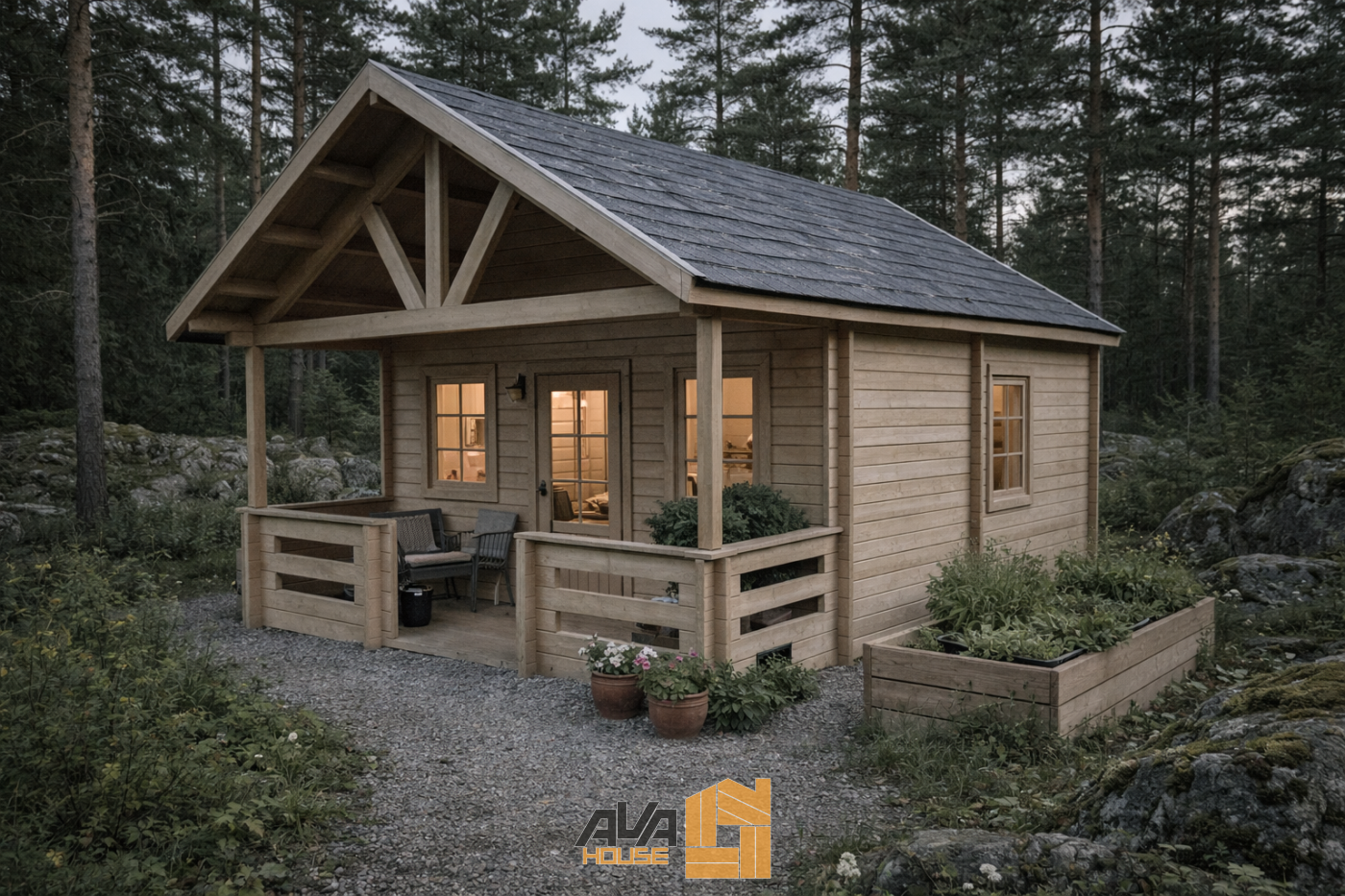 Domek Letniskowy z antresolą Aurora 6,6x4,7