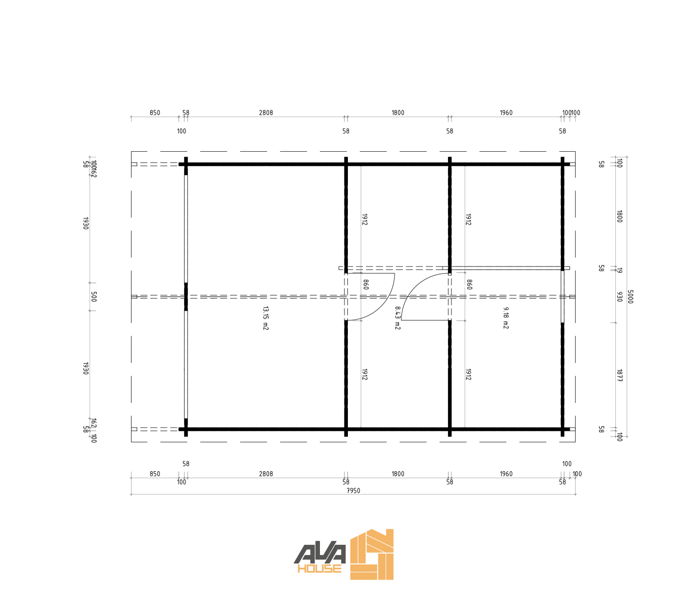 Domek Everest 5 x 7m 58mm