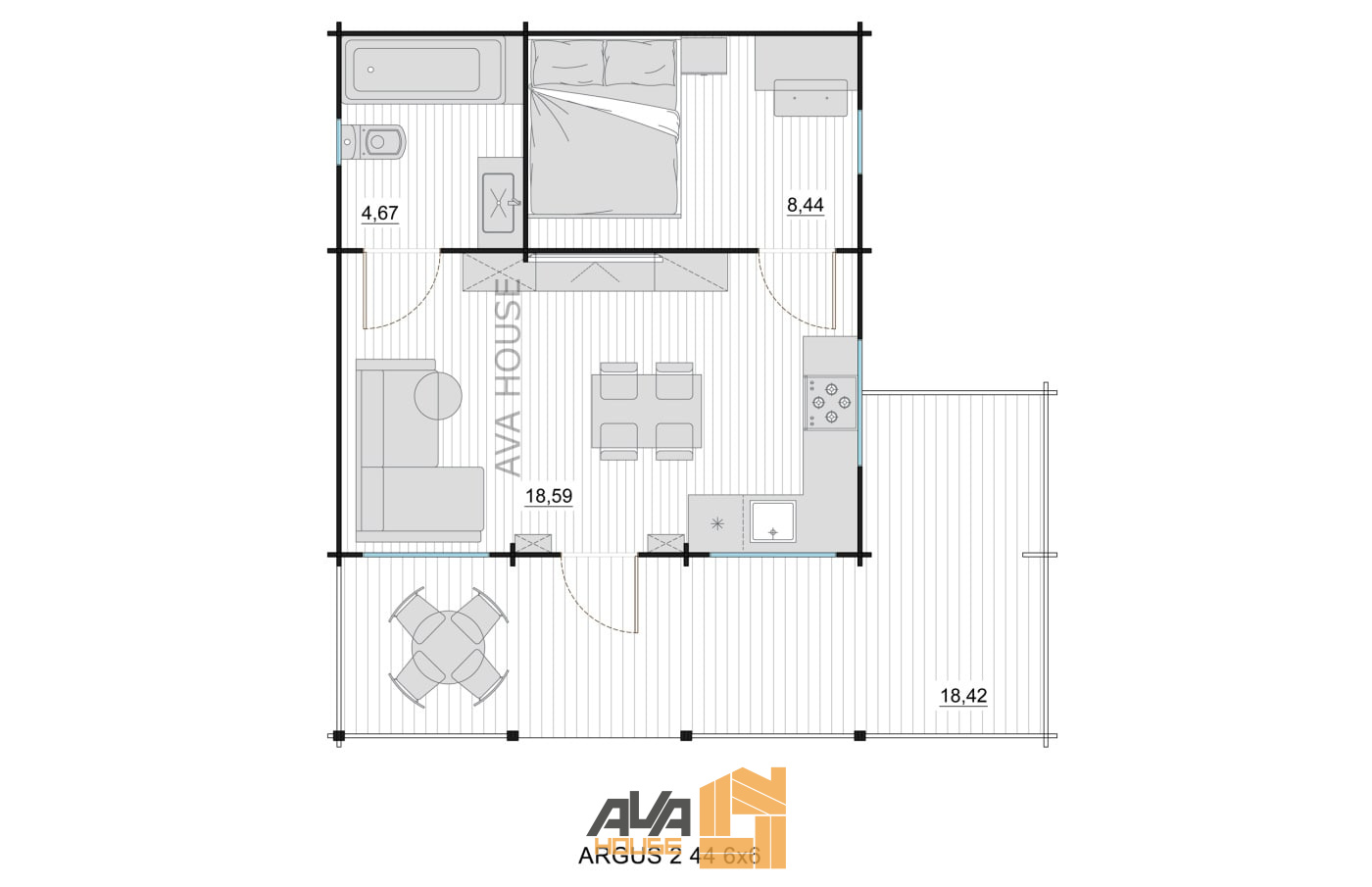 Domek letniskowy Argus z antresolą 6 x 6