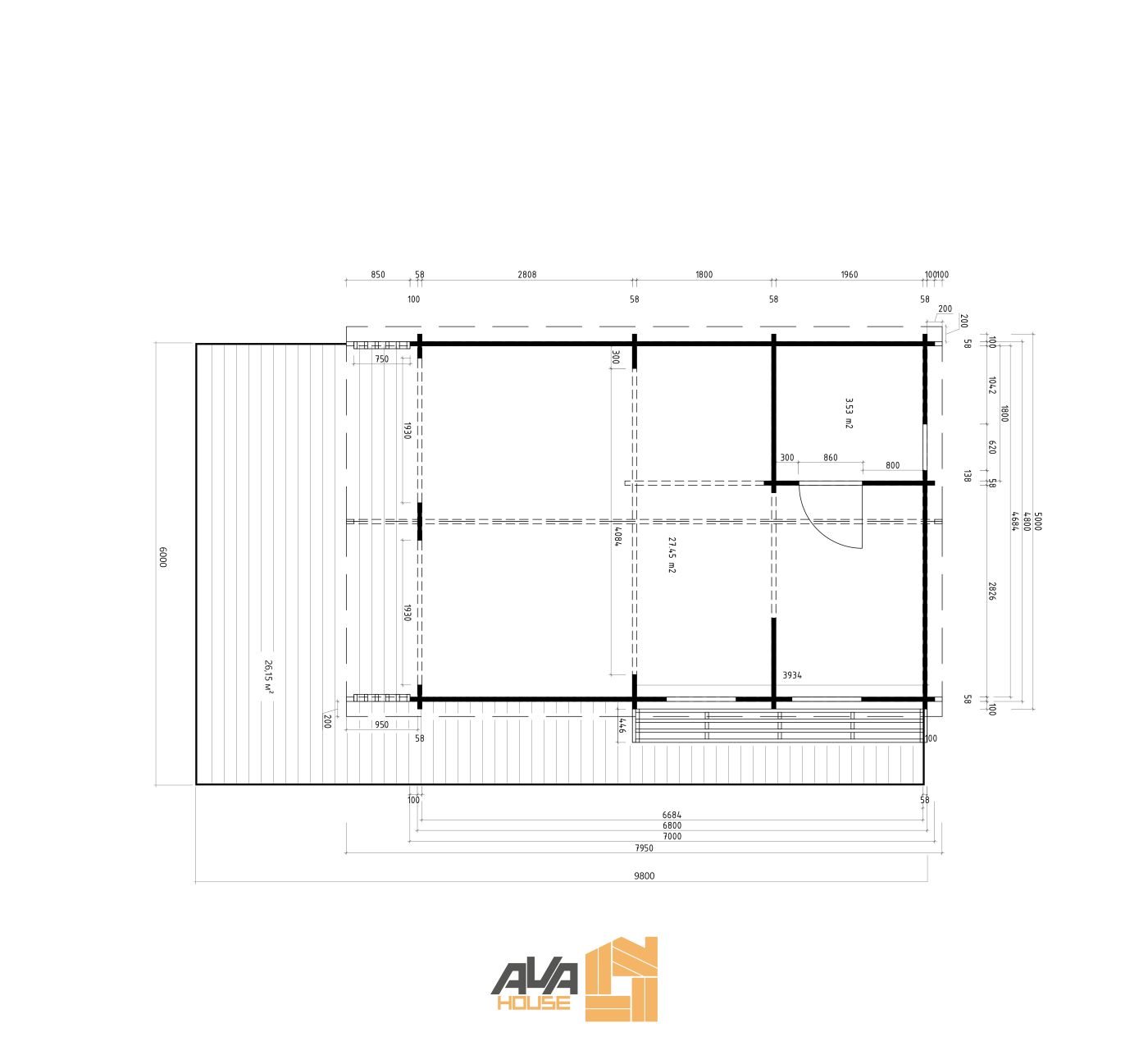 Domek Everest 5 x 7m 58mm