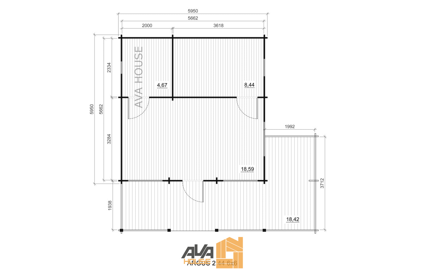 Domek letniskowy Argus z antresolą 6 x 6