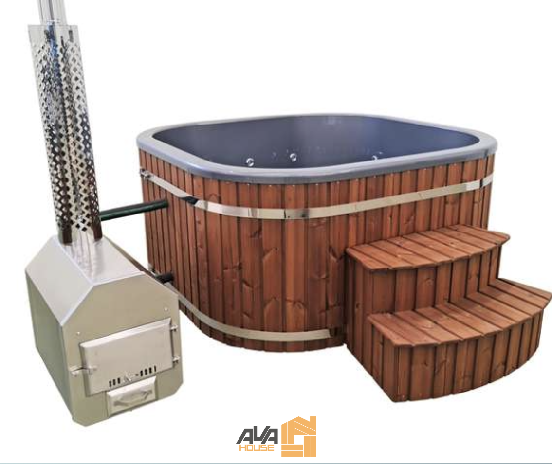 Jacuzzi Ogrodowe 2x2 m z zewnętrznym piecem