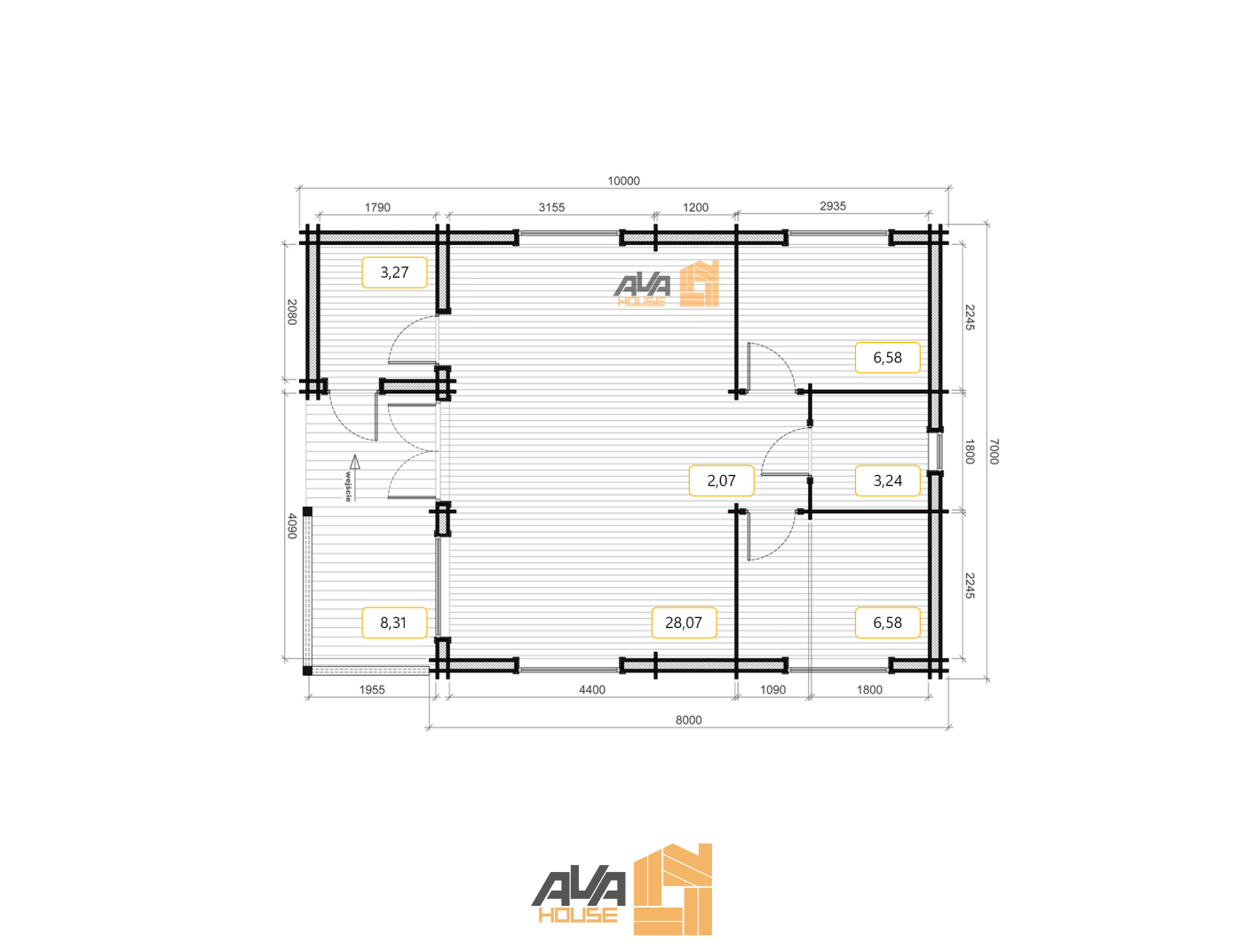 Domek Całoroczny Patrick 7x10 z 20st dachem