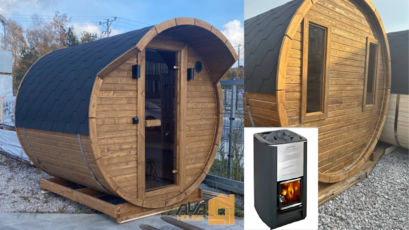 Sauna-Beczka 2 m z piecem na drewno