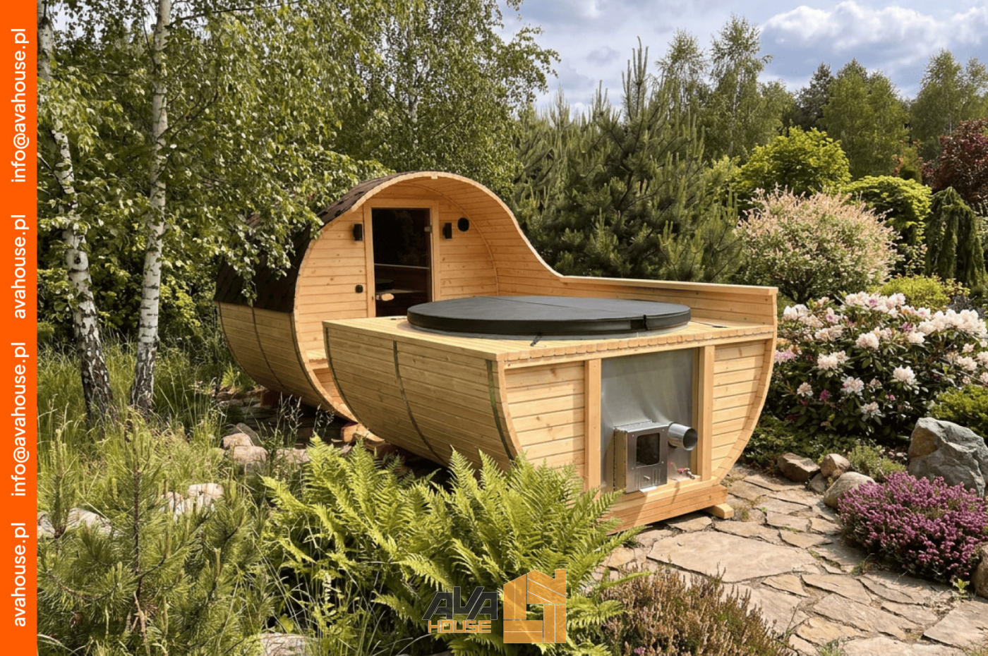 Zestaw Sauna-Beczka z Balią Ogrodową 5,5m