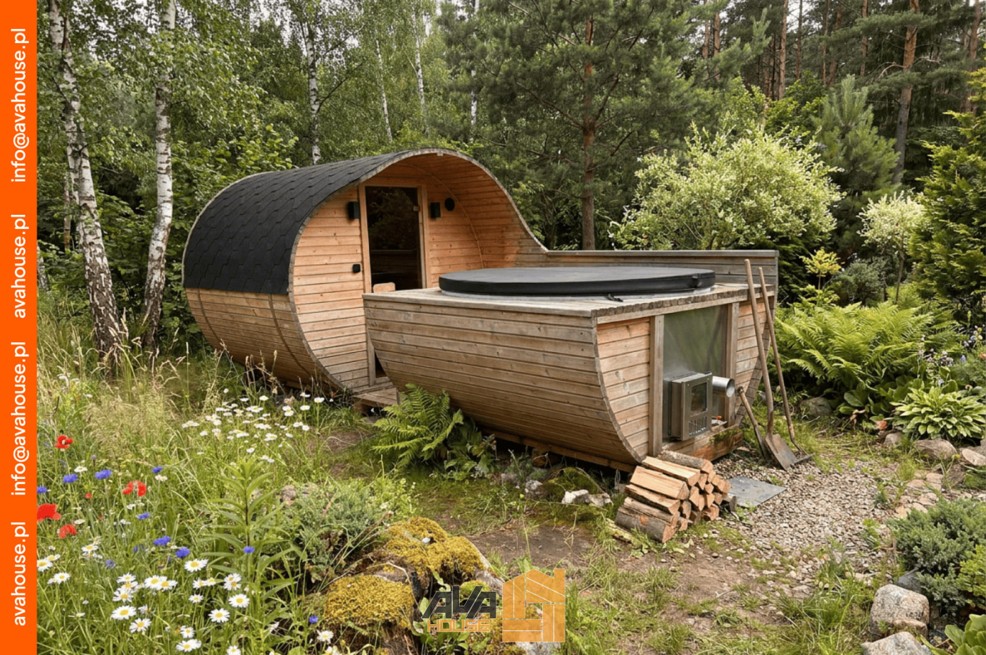 Zestaw Sauna-Beczka z Balią Ogrodową 5,5m